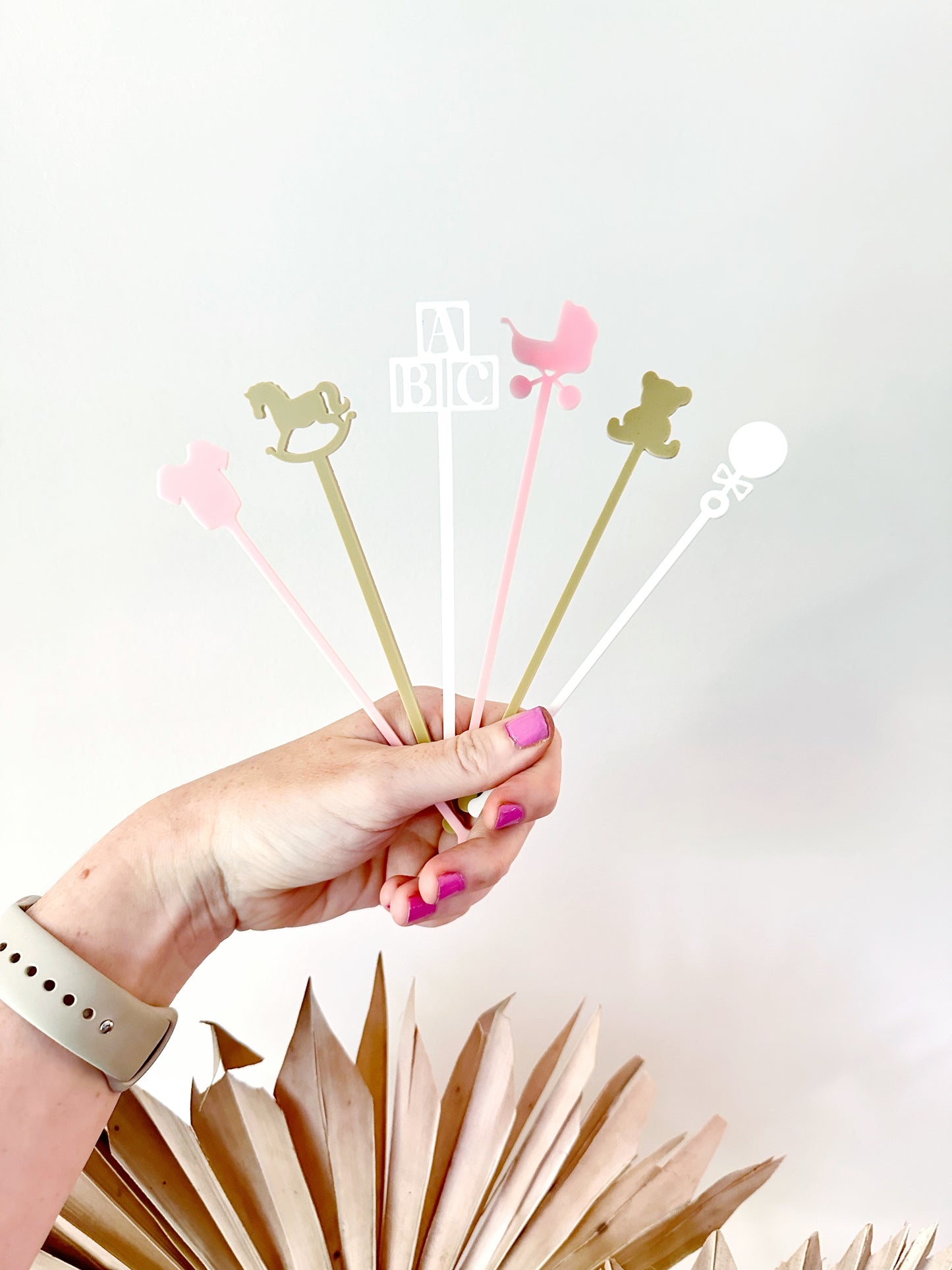 Baby Shower Stir Stick Set - Pink