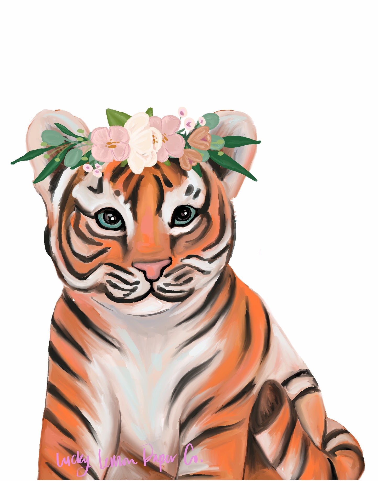 Clemson Tiger Flower Crown Nursery and Playroom Art