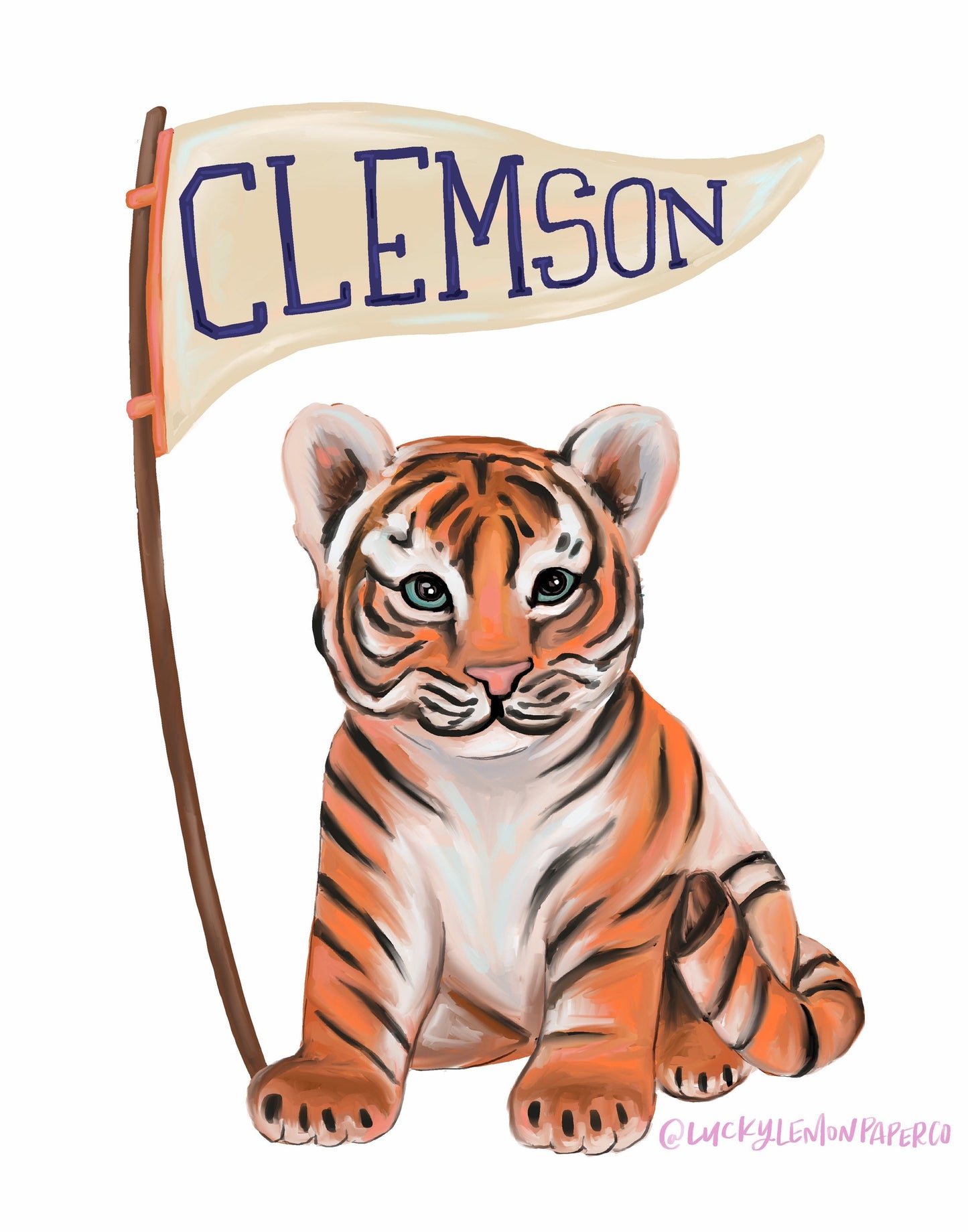 Clemson Nursery Art - With Flag - Playroom Art